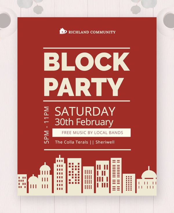 Detail Free Block Party Flyer Template Word Nomer 2