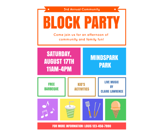 Detail Free Block Party Flyer Template Word Nomer 3