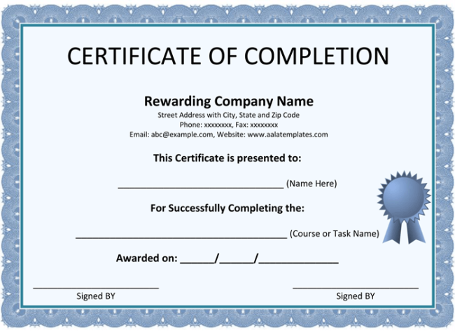 Detail Free Certificate Of Completion Template Word Nomer 3