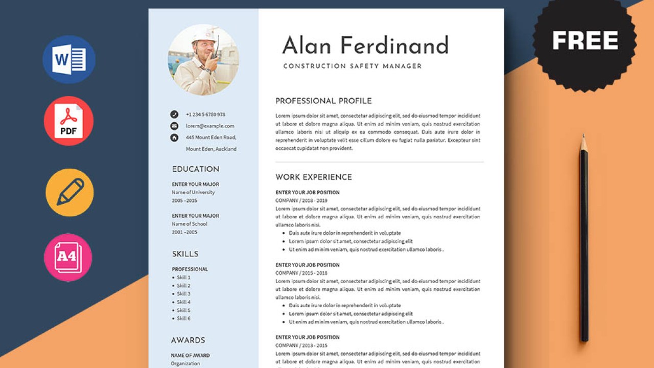 Detail Free Construction Cv Template Nomer 10