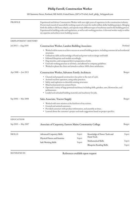 Detail Free Construction Cv Template Koleksi Nomer 23