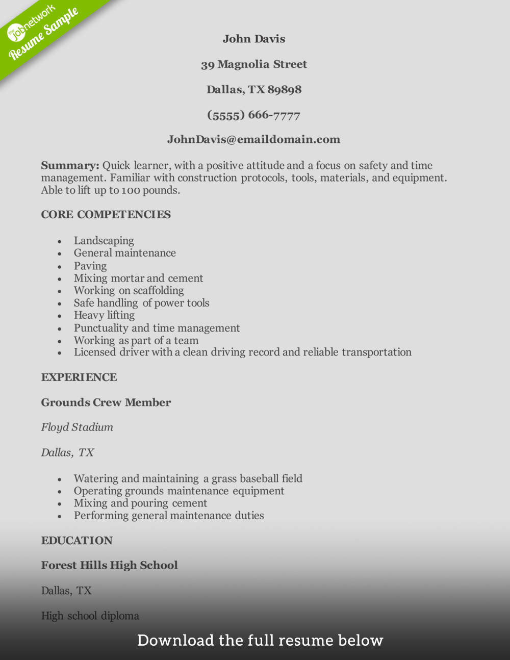 Detail Free Construction Cv Template Nomer 41