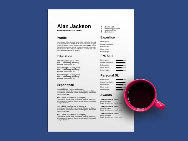 Detail Free Construction Cv Template Nomer 42