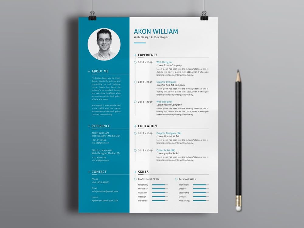 Detail Free Cv Template Modern Nomer 7