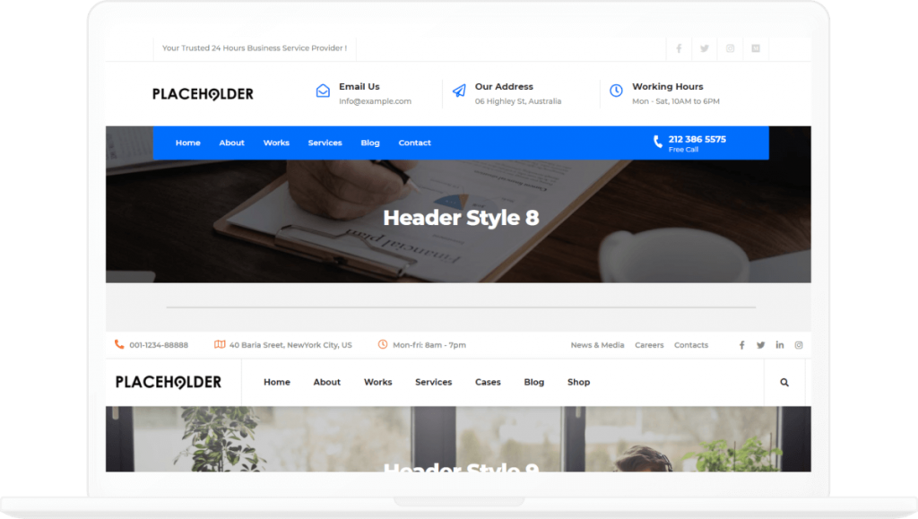 Detail Free Elementor Header Template Nomer 8