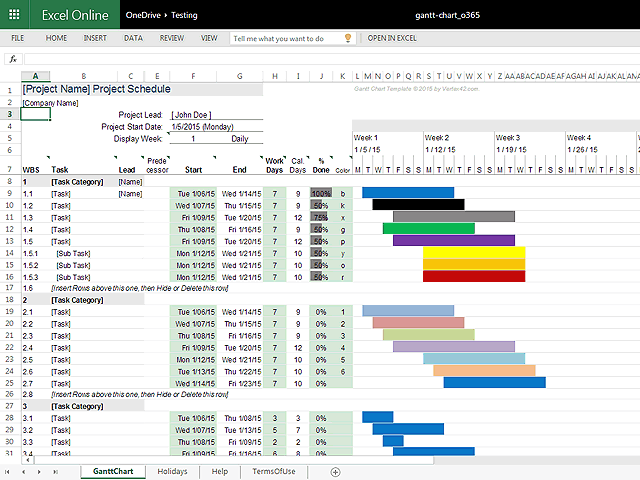 Detail Free Excel Gantt Chart Template 2016 Nomer 19