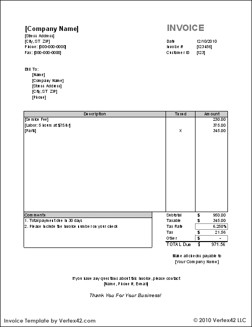 Detail Free Invoice Template Download Nomer 35