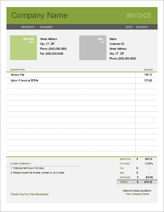 Detail Free Invoice Template Excel Nomer 17