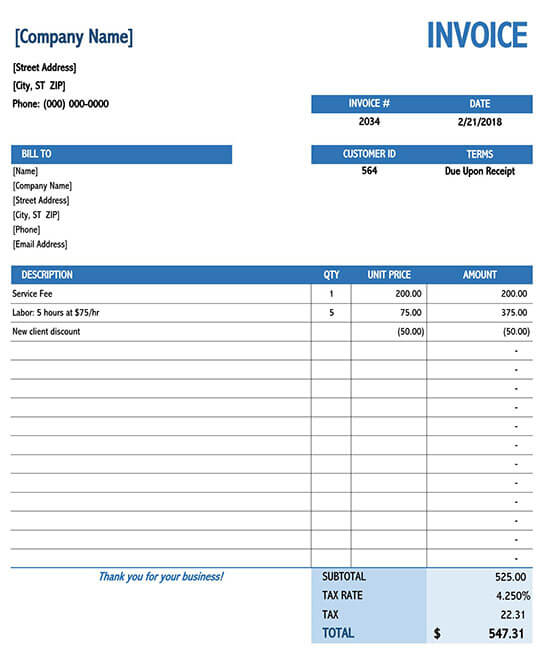 Detail Free Invoice Template Excel Nomer 21