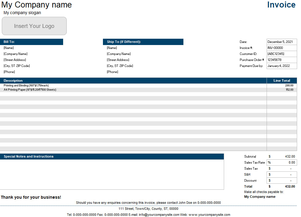 Detail Free Invoice Template Excel Nomer 25