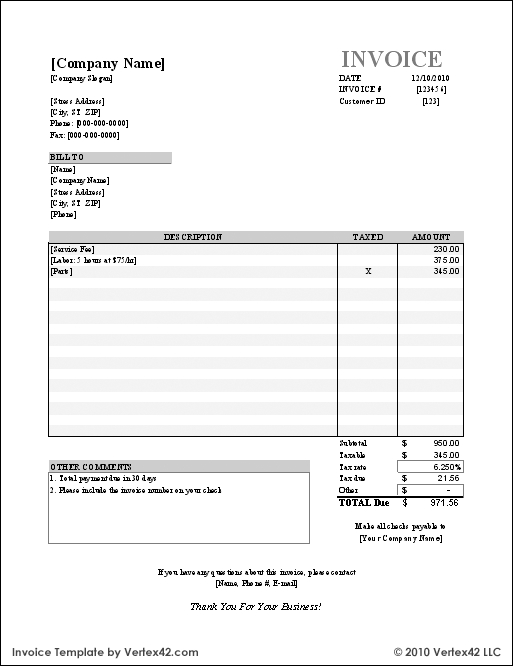 Detail Free Invoice Template Excel Nomer 4