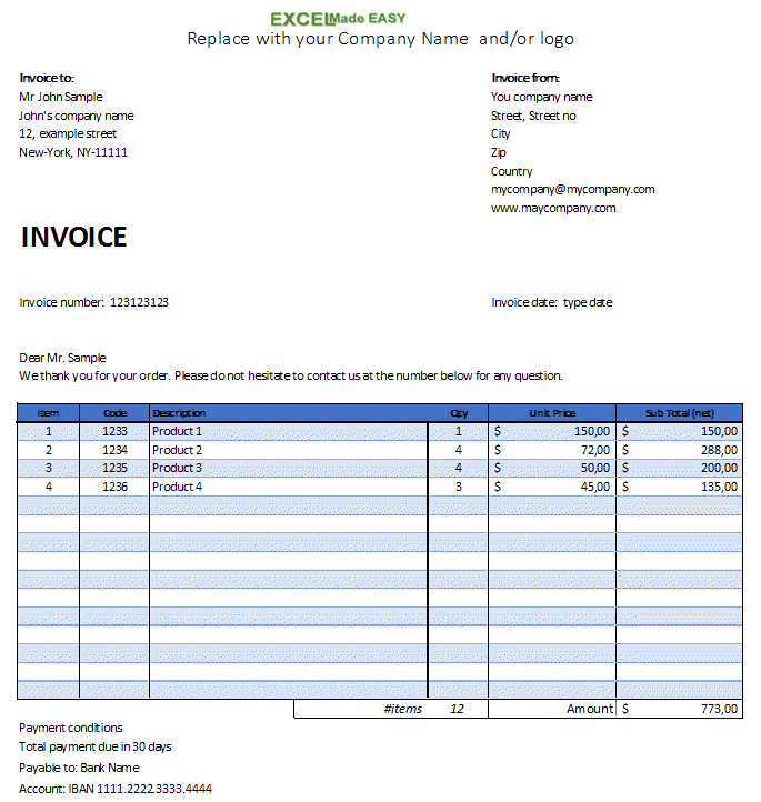 Detail Free Invoice Template Excel Nomer 29