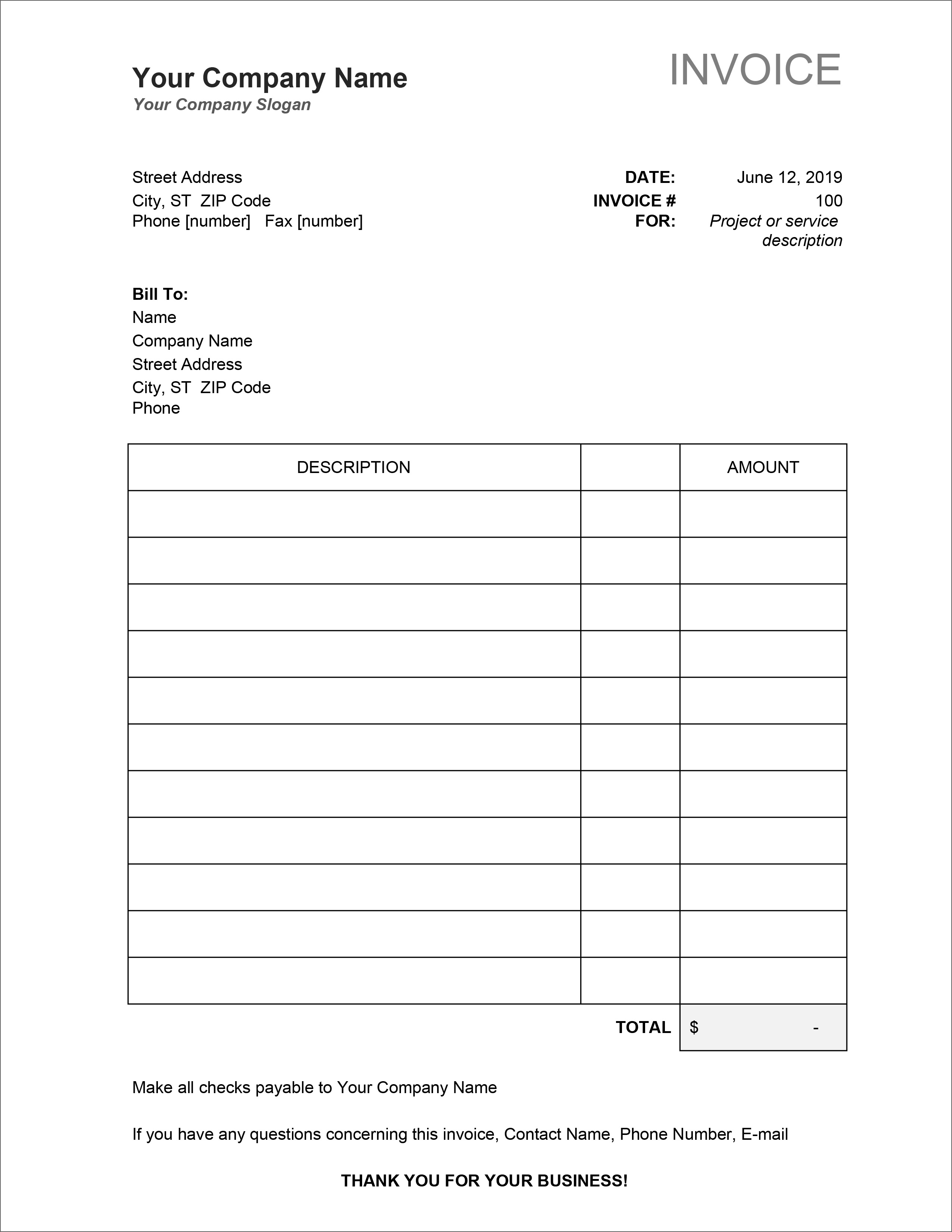 Detail Free Invoice Template Excel Nomer 34