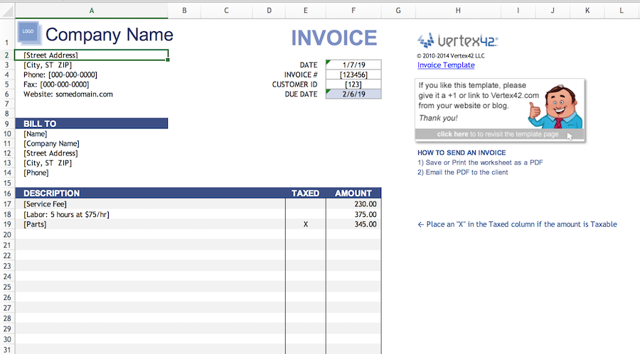Detail Free Invoice Template Excel Nomer 45