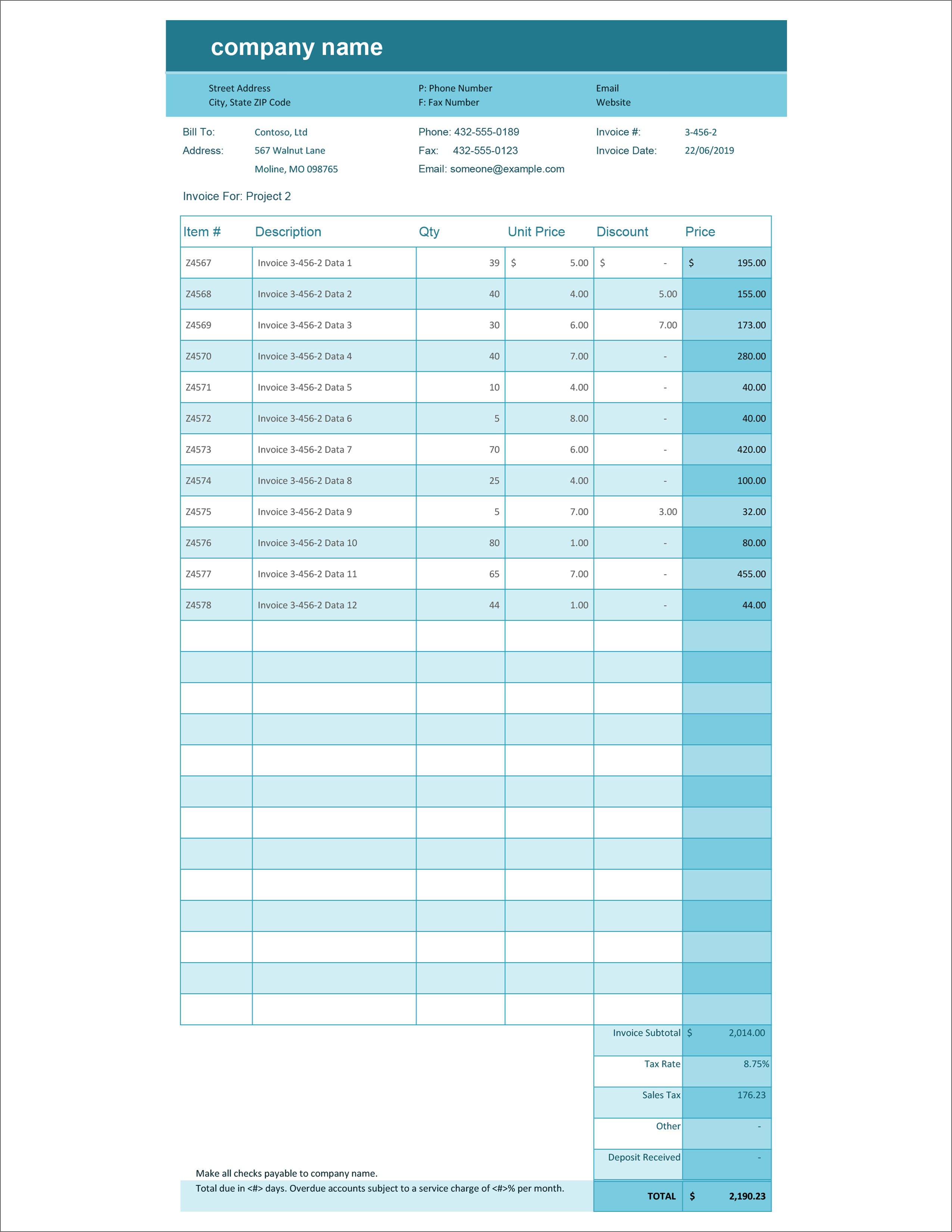 Detail Free Invoice Template Excel Nomer 52