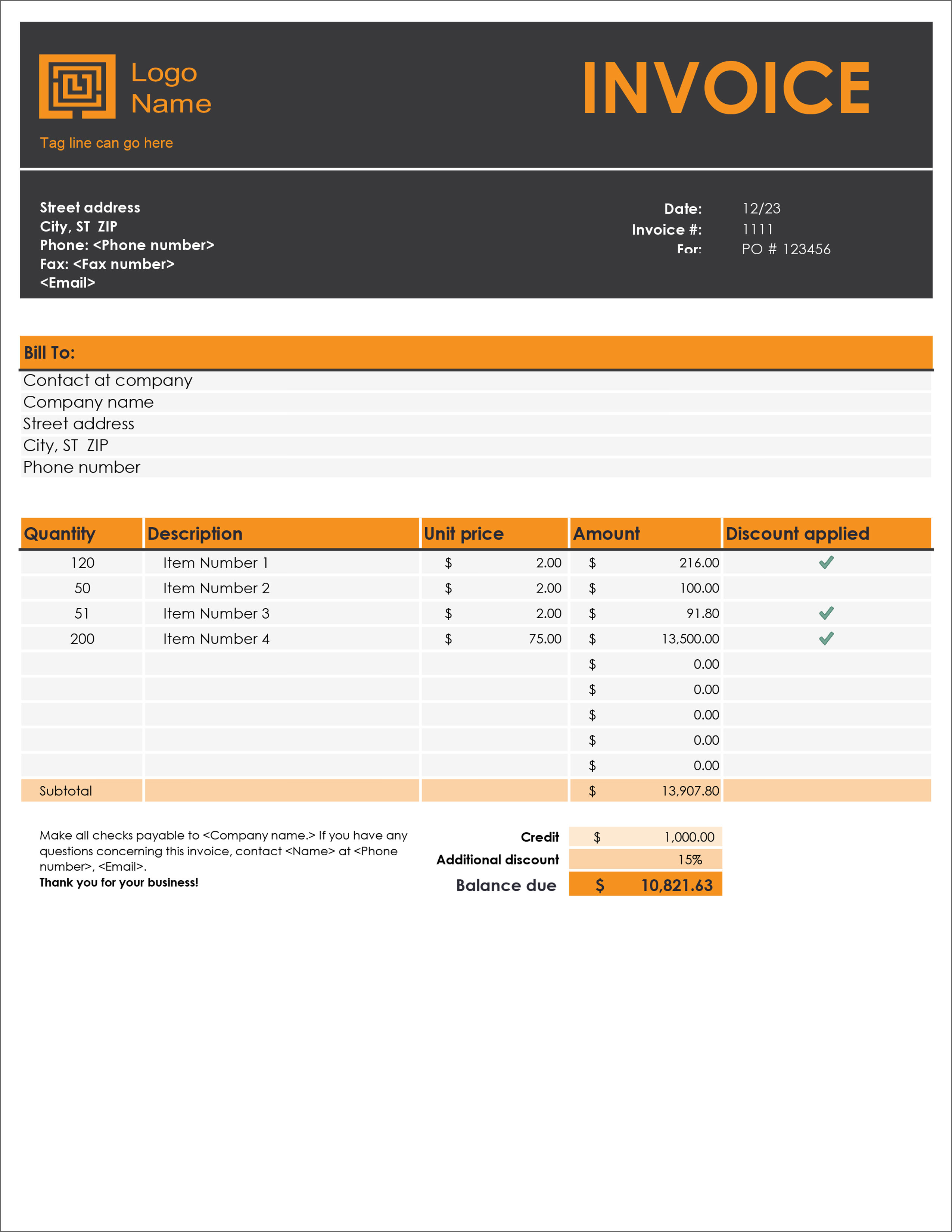 Detail Free Invoice Template Excel Nomer 9