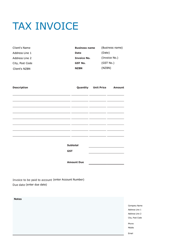 Detail Free Invoice Template Nz Nomer 24