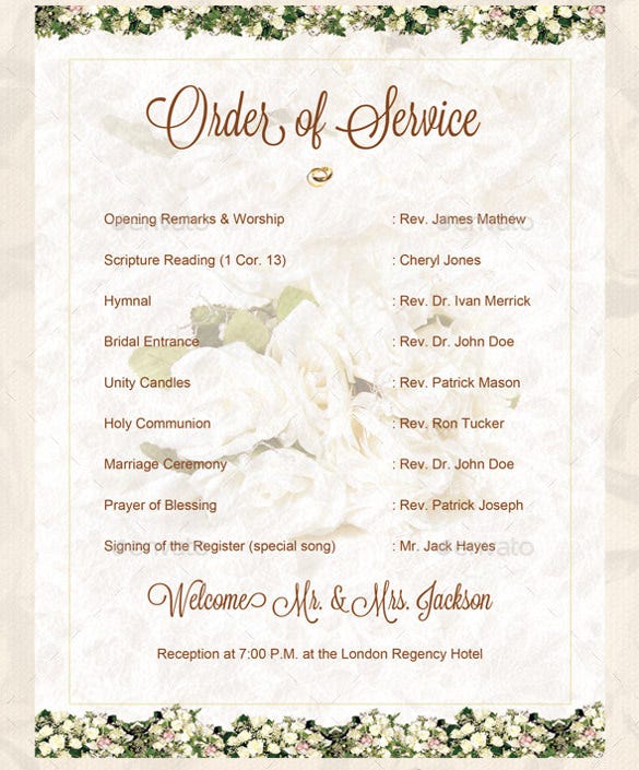 Detail Free Order Of Service Template Nomer 7