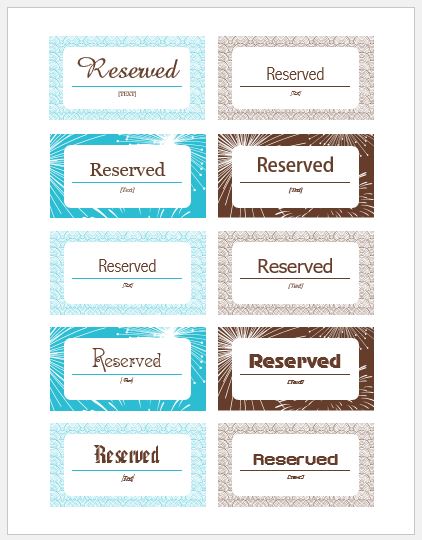 Detail Free Printable Reserved Table Signs Template Word Nomer 25