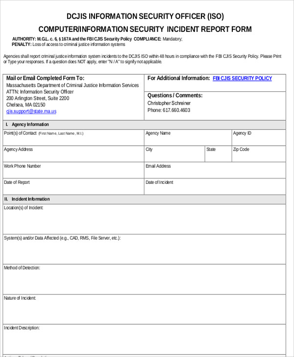 Detail Free Security Incident Report Template Nomer 2