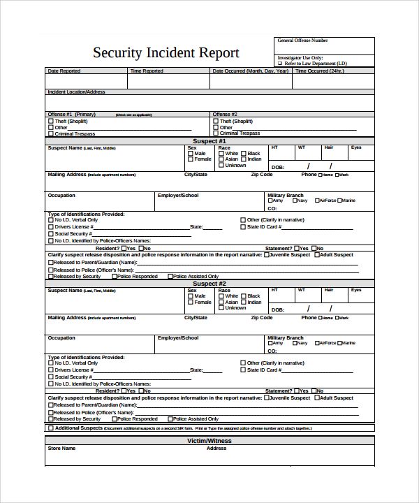 Detail Free Security Incident Report Template Nomer 14