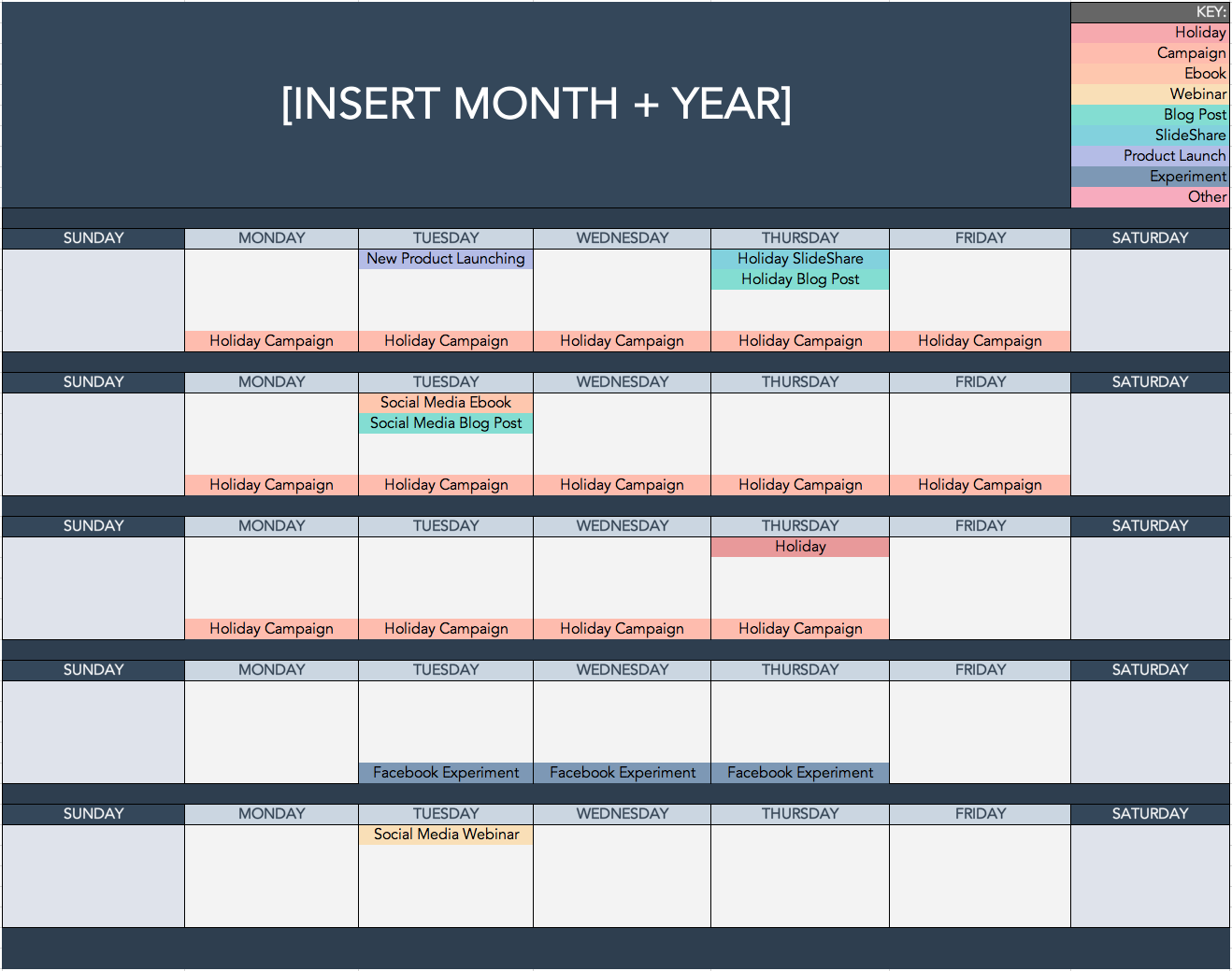 Free Social Media Calendar Template 2019 Excel - KibrisPDR