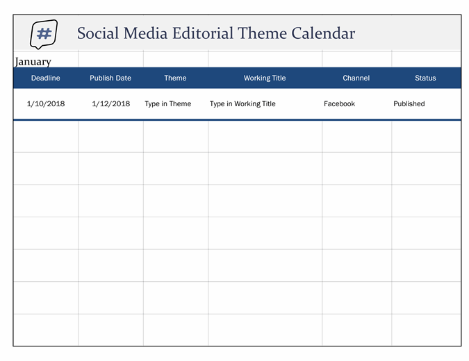 Detail Free Social Media Calendar Template 2019 Excel Nomer 16