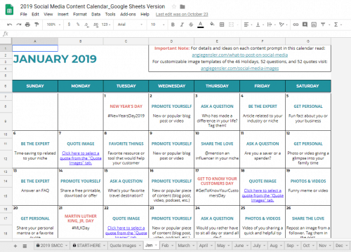 Detail Free Social Media Calendar Template 2019 Excel Nomer 6