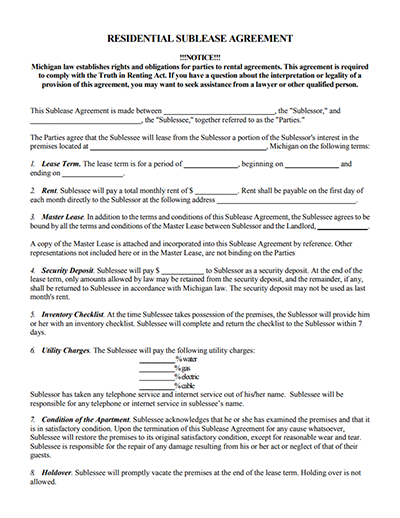 Detail Free Sublease Agreement Template Nomer 16