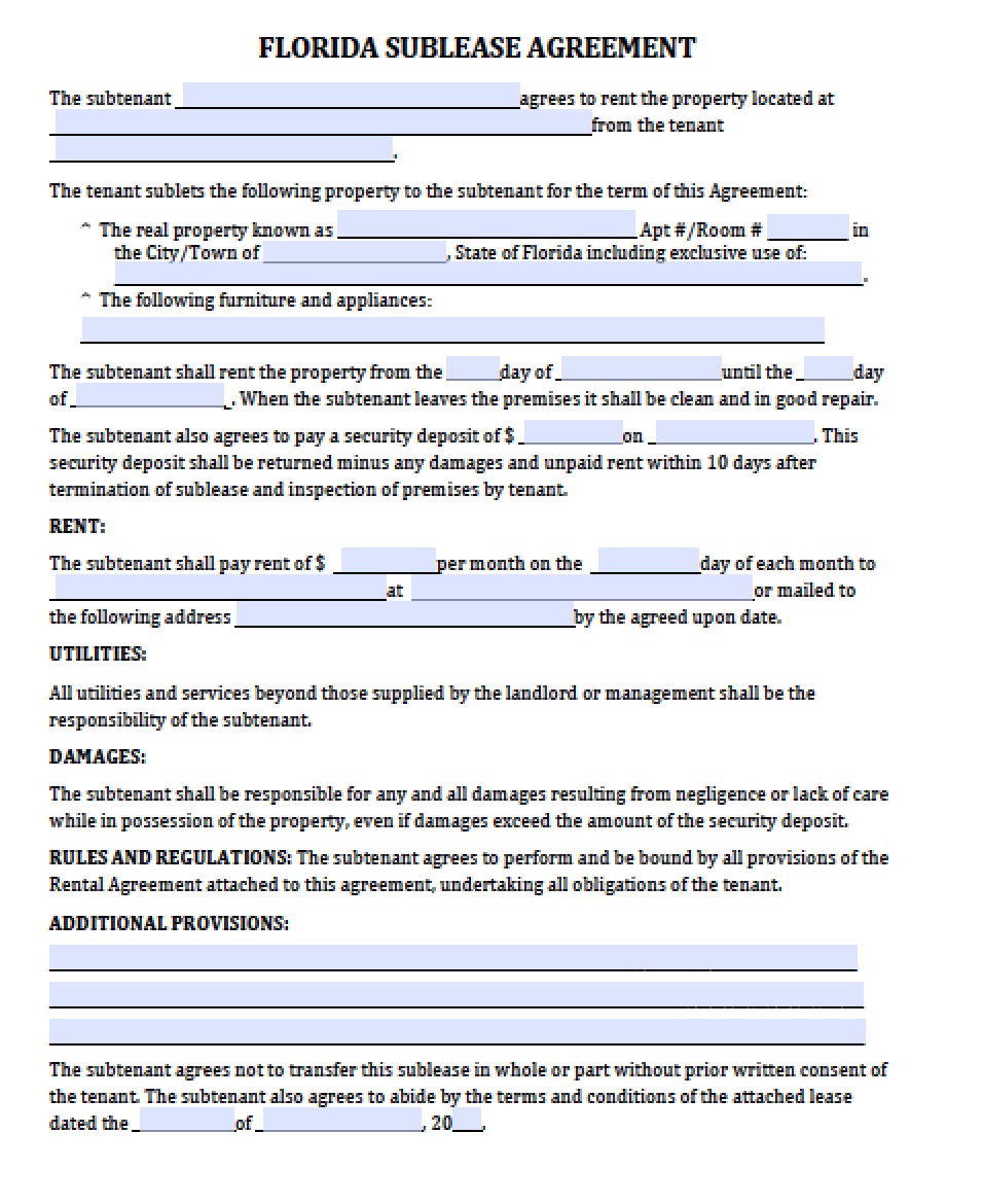 Detail Free Sublease Agreement Template Nomer 22
