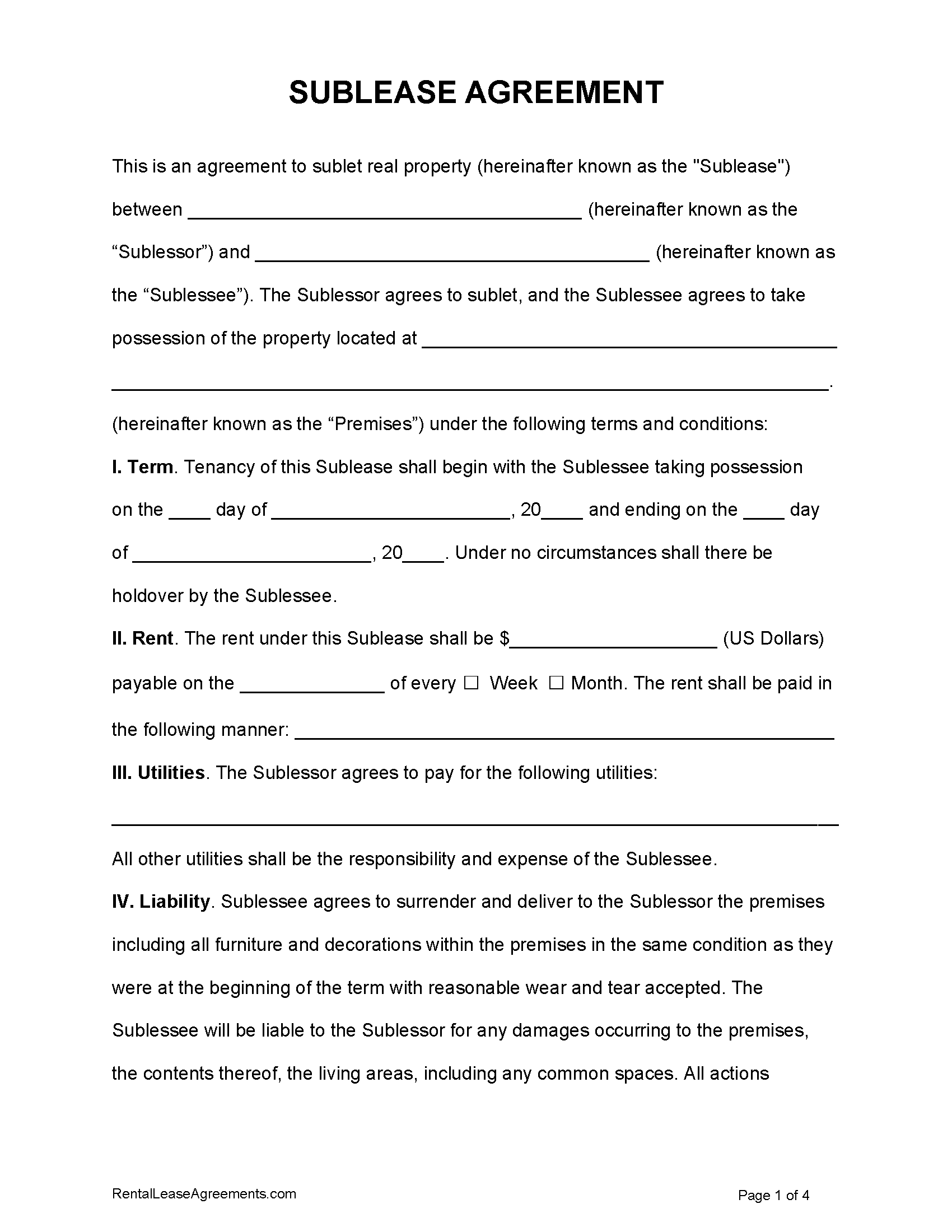 Detail Free Sublease Agreement Template Nomer 6