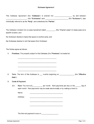 Detail Free Sublease Agreement Template Nomer 48