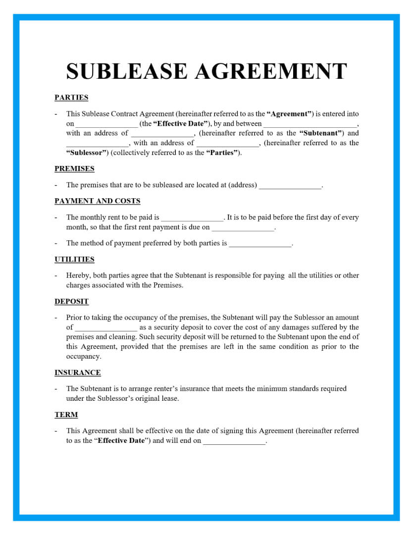 Detail Free Sublease Agreement Template Nomer 7