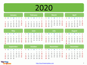 Detail Free Template Calendar 2020 Nomer 23