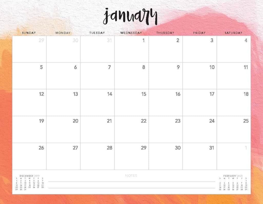 Download Free Template Calendar 2020 Nomer 6