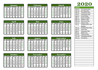 Detail Free Template Calendar 2020 Nomer 54