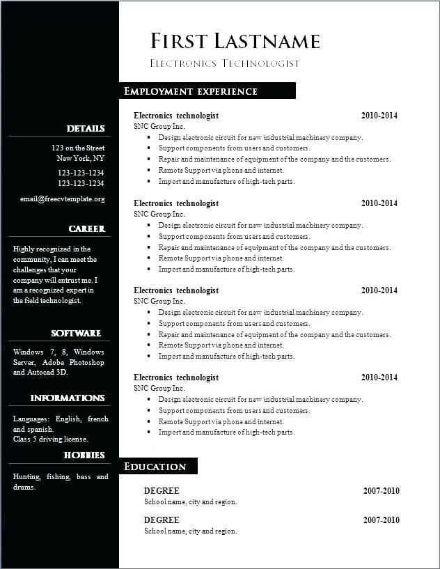 Detail Free Template Cv 2018 Nomer 3