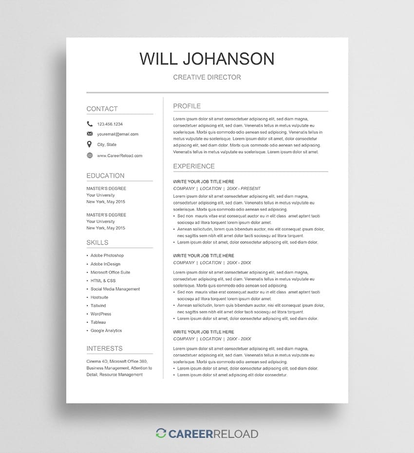 Detail Free Template Cv Doc Nomer 21