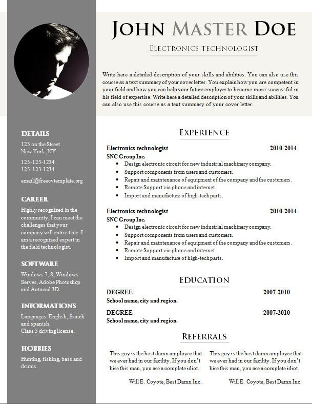 Detail Free Template Cv Doc Nomer 9