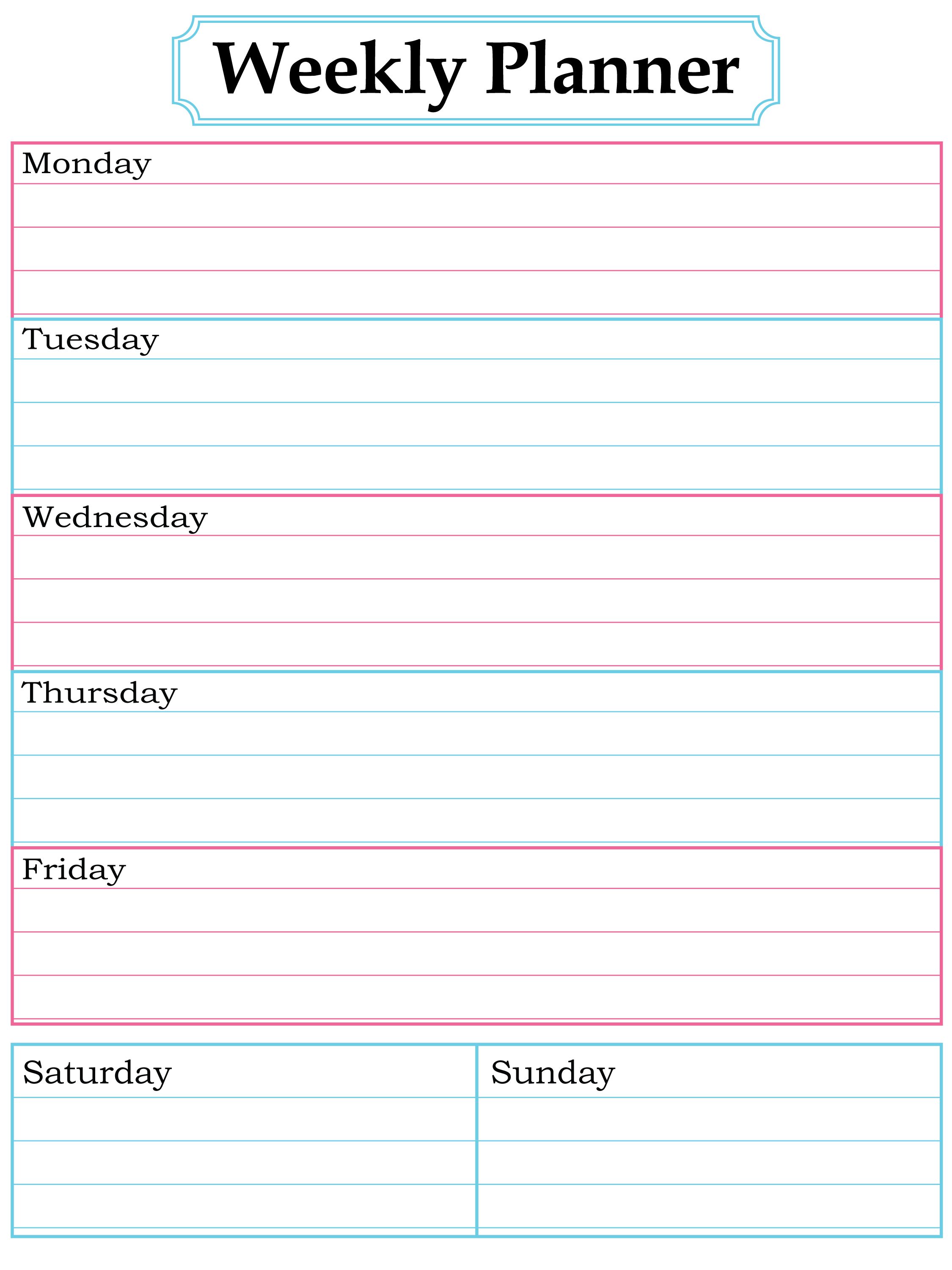 Detail Free Weekly Planner Template Nomer 16