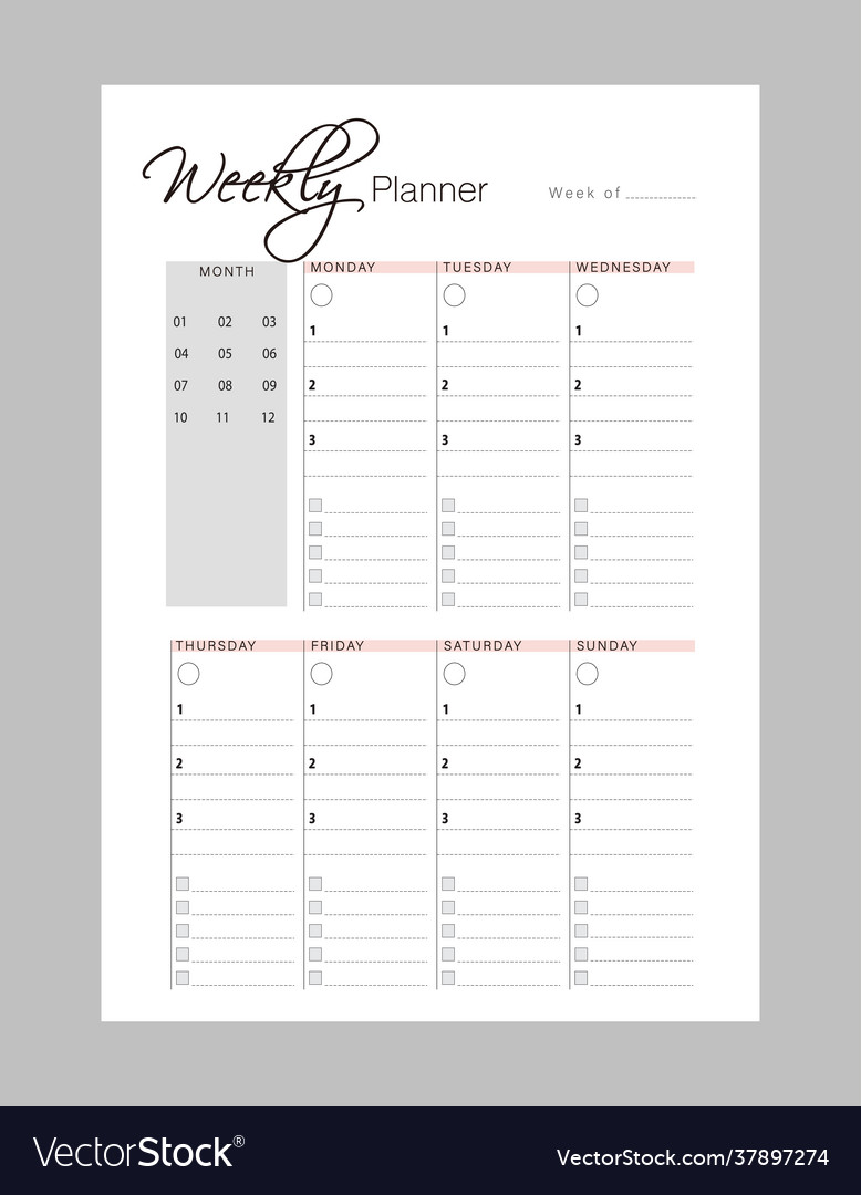 Detail Free Weekly Planner Template Nomer 25