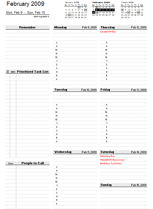 Detail Free Weekly Planner Template Nomer 34