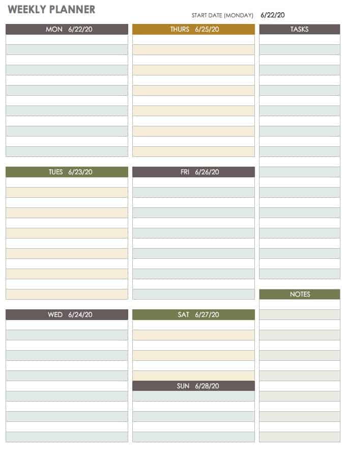 Detail Free Weekly Planner Template Nomer 40