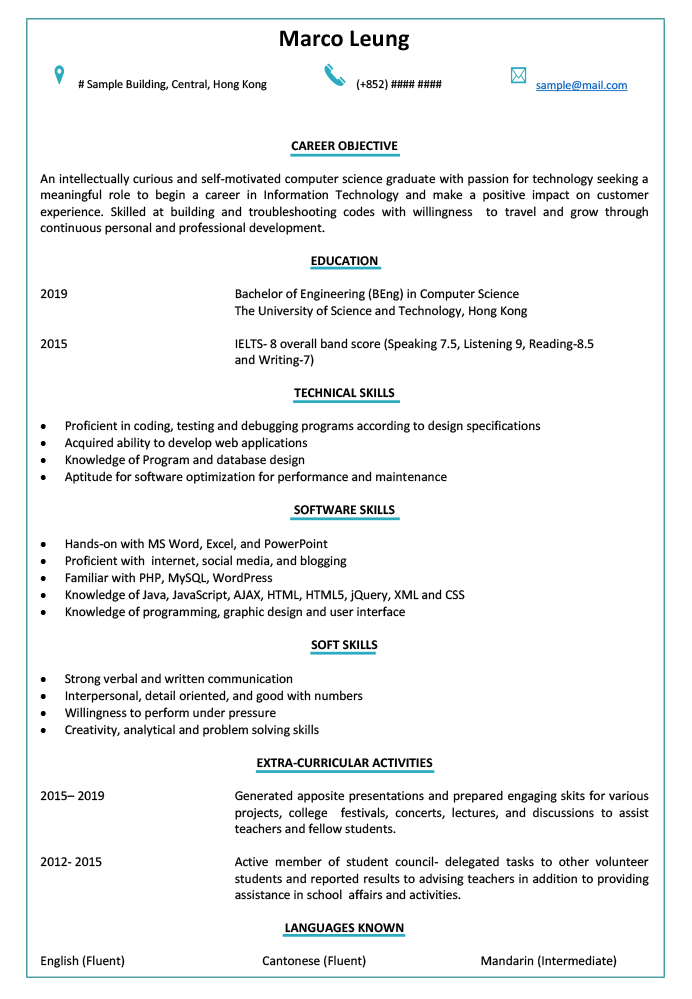 Detail Fresh Graduate Cv Template Nomer 16