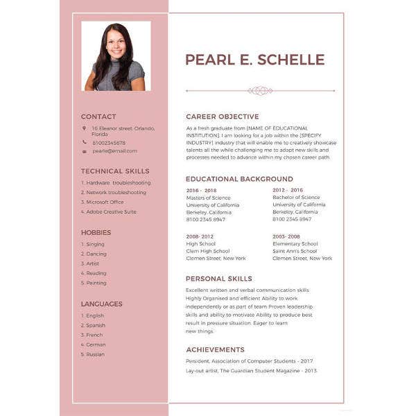 Detail Fresh Graduate Cv Template Nomer 19