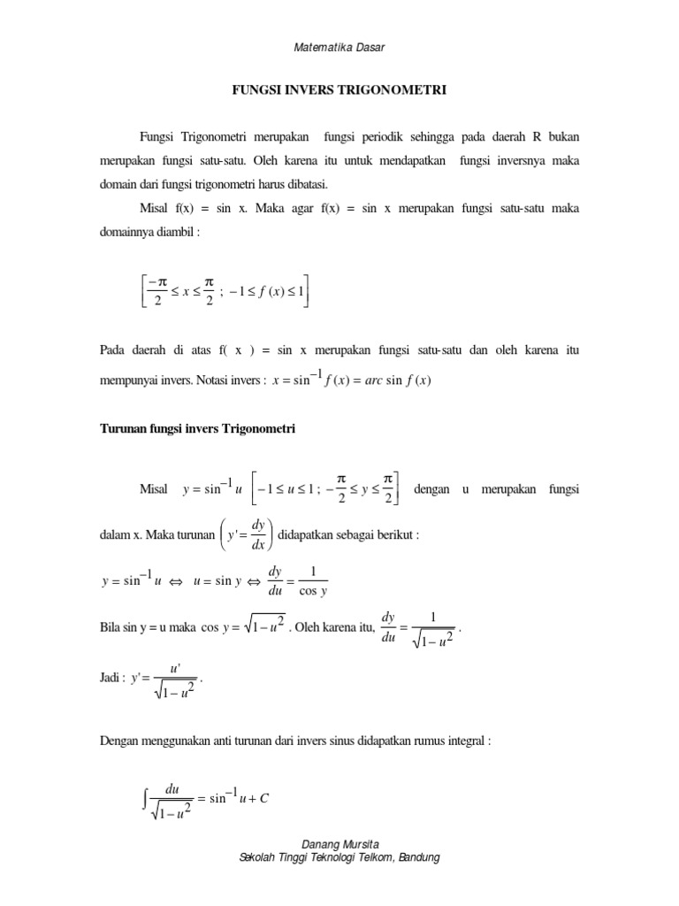 Detail Fungsi Invers Trigonometri Nomer 21