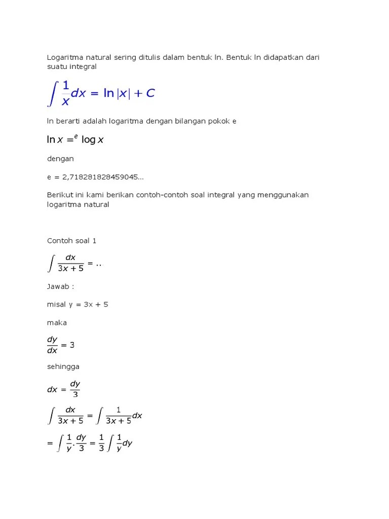 Detail Fungsi Logaritma Natural Nomer 12