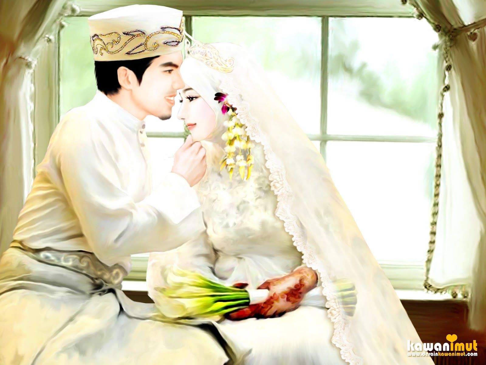 Detail Gambar Animasi Pengantin Muslimah Nomer 21