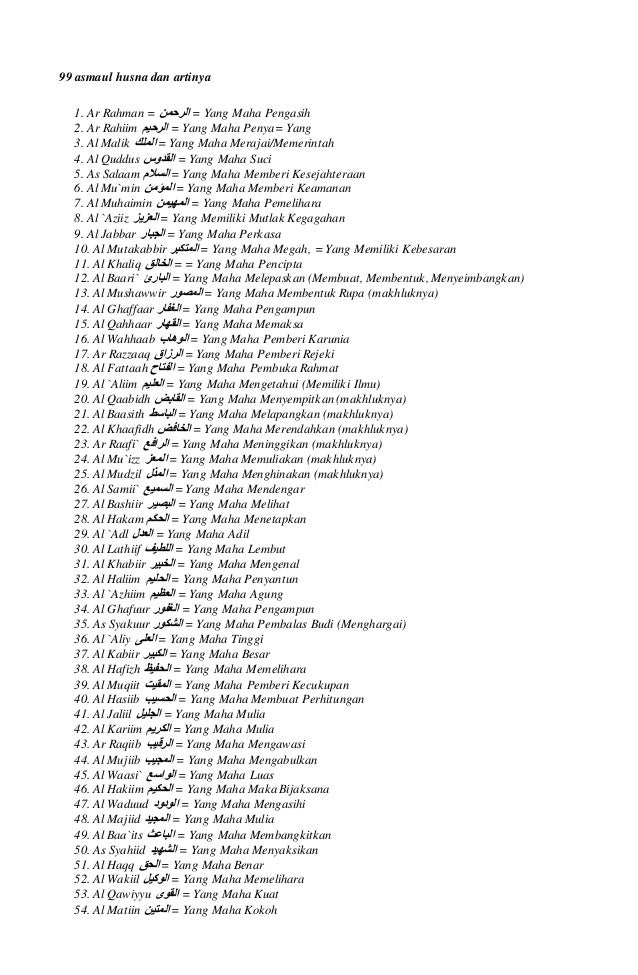 Detail Gambar Asmaul Husna 99 Beserta Artinya Nomer 11