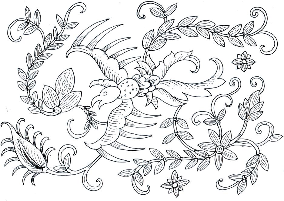 Detail Gambar Batik Bunga Untuk Mewarnai Nomer 13